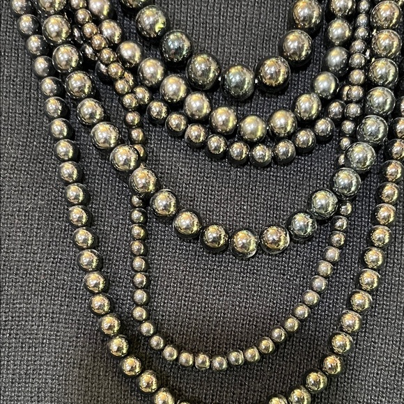 Chic Multi-Strand Silver Beaded Necklace - Picture 3 of 4